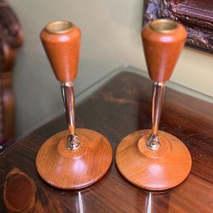 Mid-Century Myrtlewood Candlesticks (2)